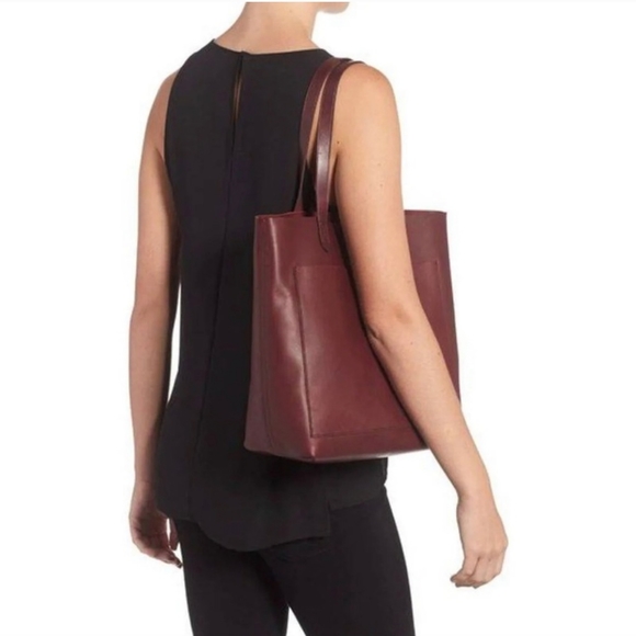 Madewell Medium Transport Leather Tote Cabernet - Picture 2 of 9